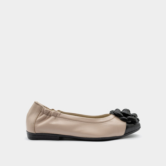 ZIGGY bež crne ženske baletanke